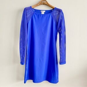 DKNY Swim Blue Long Sleeve Mesh Dress Coverup Size Large